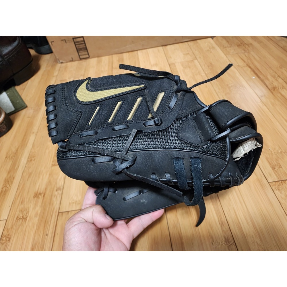 Nike Baseball Alpha Huarache Black Gold Glove 11.5" Youth Mitt Left Hand Throw